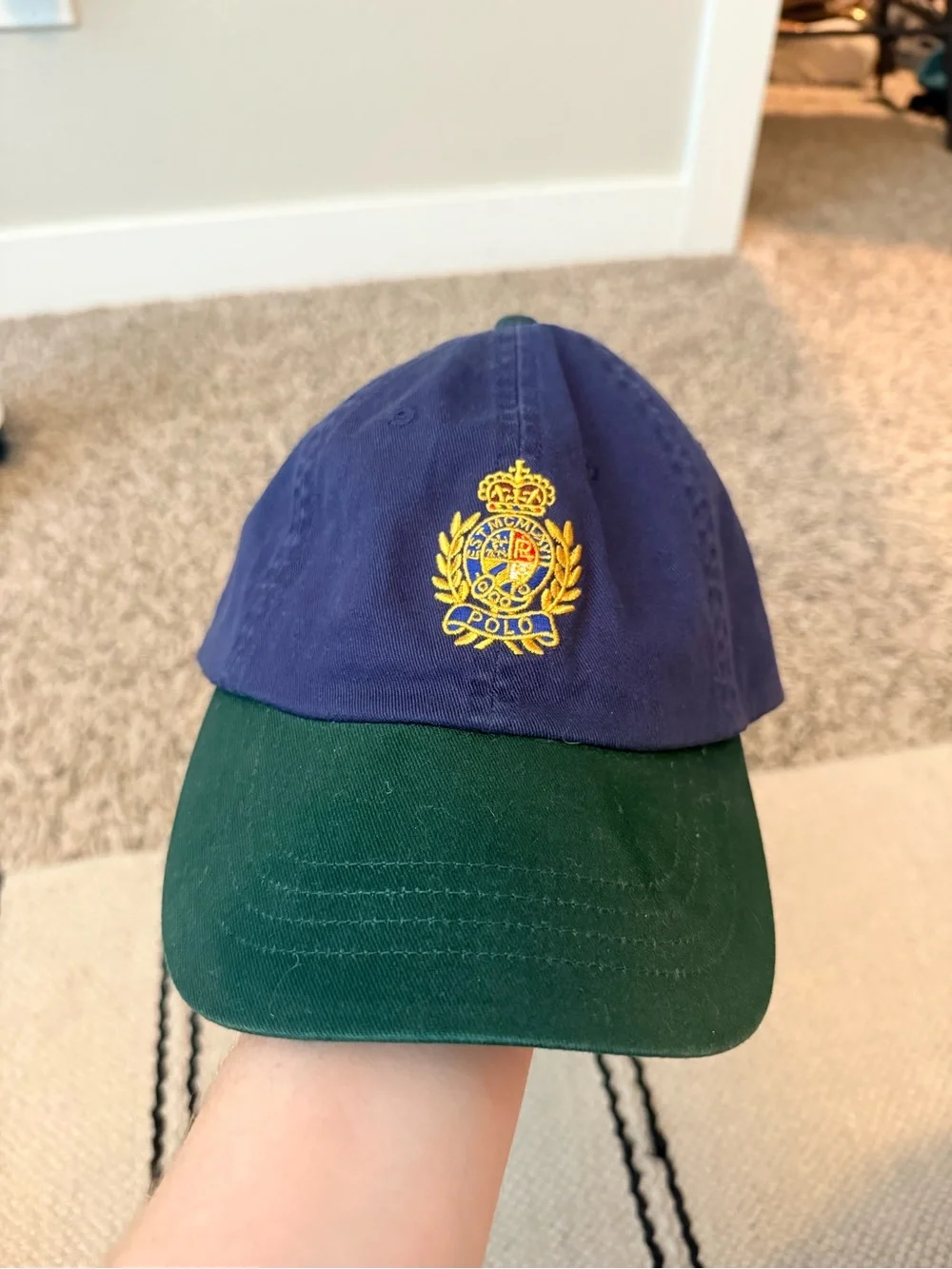 Polo by Ralph Lauren Two-Tone Crest Baseball Cap - Navy & Forest Green